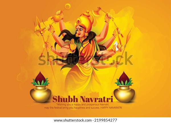 Illustration Goddess Durga Shubh Navratri Couple Stock Vector (Royalty ...