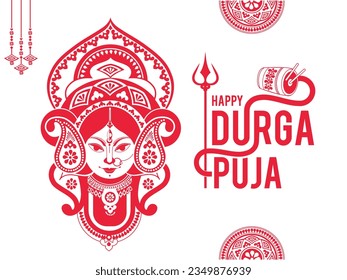 illustration of Goddess Durga in Subho Bijoya ,Happy Durga puja background