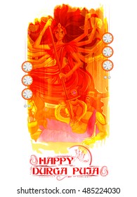 illustration of goddess Durga in Subho Bijoya (Happy Dussehra) background