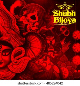 illustration of goddess Durga in Subho Bijoya (Happy Dussehra) background