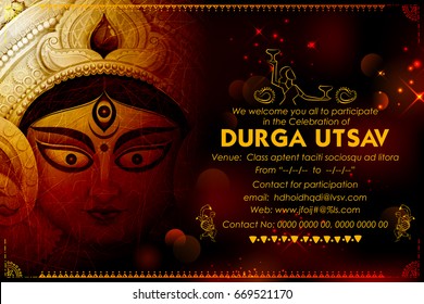 illustration of Goddess Durga in Subho Bijoya (Happy Dussehra) background