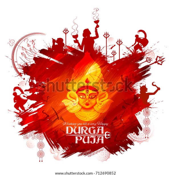 illustration of Goddess Durga in Subho Bijoya\
Happy Dussehra\
background