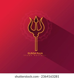 illustration of Goddess Durga ten hands in Happy Durga Puja Subh Navratri, Garba Night, Playing Dandiya dance