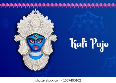 illustration of Goddess Kali Maa on Diwali Kali Pooja background of India festival