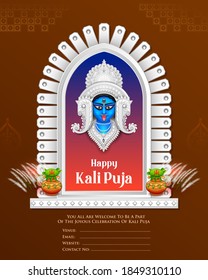 illustration of Goddess Kali Maa on Diwali Kali Pooja background of India festival