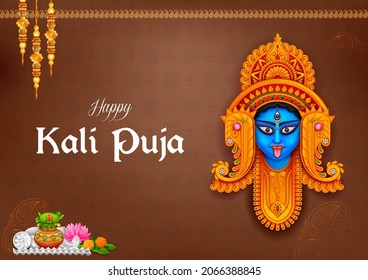 Illustration Of Goddess Kali Maa On Diwali Kali Pooja Background Of India Festival