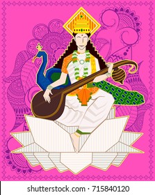 illustration of Goddess maa saraswati svg
