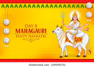 illustration of Goddess Mahagauri Devi for the eighth Navadurga of Navratri festival