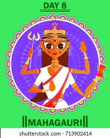 illustration of Goddess for Navaratri  and durga pooja with name and date(Happy Dussehra)