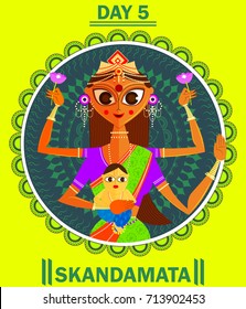 illustration of Goddess for Navaratri  and durga pooja with name and date(Happy Dussehra)