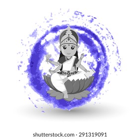 Illustration of Goddess Saraswati svg