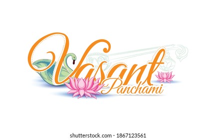 illustration of Goddess Saraswati for  Vasant Panchami Celebration with Background