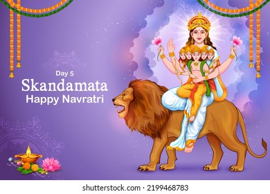 ilustración de la diosa Skandamata Devi para el quinto festival Navadurga de Navratri