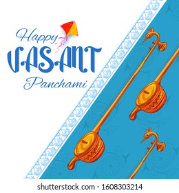 illustration of Goddess of Wisdom Saraswati for Vasant Panchami India festival background
