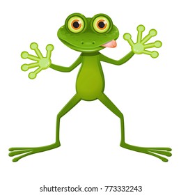 Illustration a Goggle-eyed Frog on a White Background