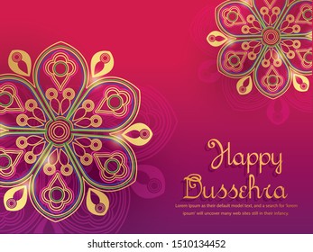 Illustration of gold arrow pattern bow with beautiful background For celebration of Happy Dussehra Indian festival.