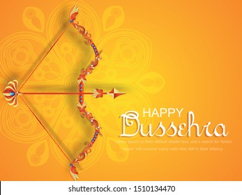 Illustration of gold arrow pattern bow with beautiful background For celebration of Happy Dussehra Indian festival.