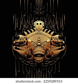Illustration of gold barong from east java Indonesia