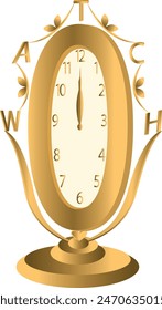 illustration of gold clock vector design on a white background