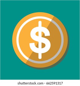 Illustration is a gold coin icon. Is denominated in dollars Can be used in the media.
