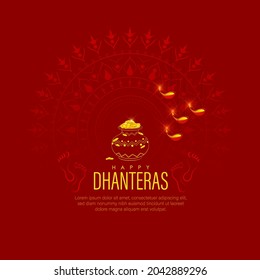 illustration of Gold coin in pot for Dhanteras celebration-Happy Dhanteras. web page, poster and banner.