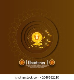 illustration of Gold coin in pot for Dhanteras celebration-Happy Dhanteras. web page, poster and banner.