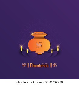 illustration of Gold coin in pot for Dhanteras celebration-Happy Dhanteras. web page, poster and banner.