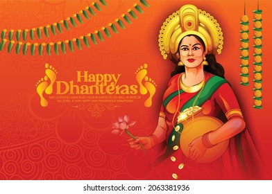 Illustration Of Gold Coin In Pot For  Happy Dhanteras Celebration 