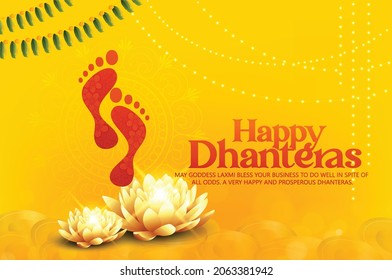 Illustration Of Gold Coin In Pot For  Happy Dhanteras Celebration 