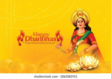 Illustration Of Gold Coin In Pot For  Happy Dhanteras Celebration 