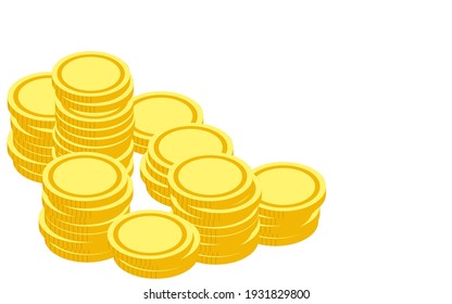 Illustration with gold coins piled up randomly, isometric