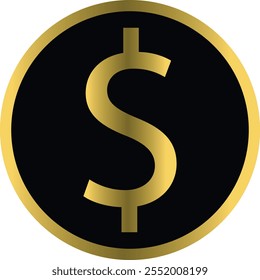 ilustração de design de vetor de dólar de cor dourada em um fundo branco