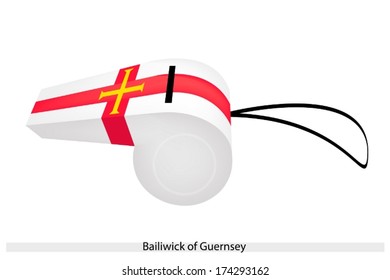 An Illustration of The Gold cross within The Cross of St. George on A White Field of The Bailiwick of Guernsey Flag, The Sport Concept and Political Symbol. 