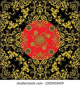 illustration with gold decoration on black background