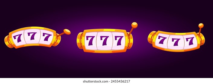 illustration; gold; design; button; vector; graphic; icon; purple; clipart; gambling; cartoon; set; sevens; white; displey; 