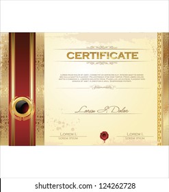 Illustration of gold detailed certificate
