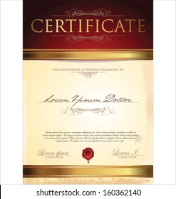 Illustration of gold detailed certificate