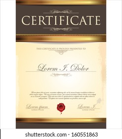 Illustration of gold detailed certificate