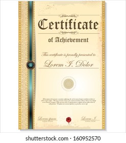 Illustration of gold detailed certificate