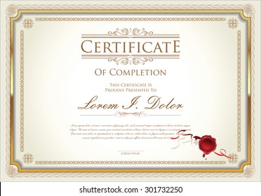 Illustration of gold detailed certificate
