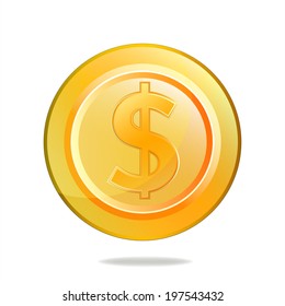 Illustration Gold Dollar Coin Stock Vector (Royalty Free) 197543432 ...