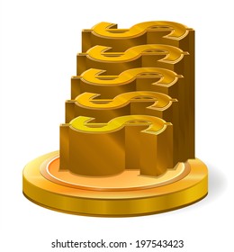 Illustration for Gold Dollar Coin on five step