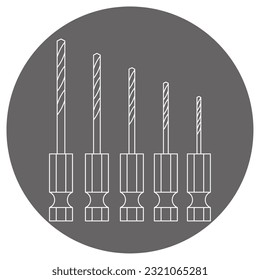 Illustration of gold drill bit set.