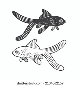 illustration of gold fish, vector art.