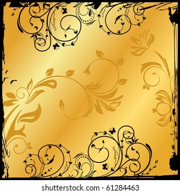 Illustration of gold floral square. Vector