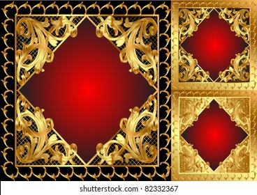 illustration gold frame with pattern and band