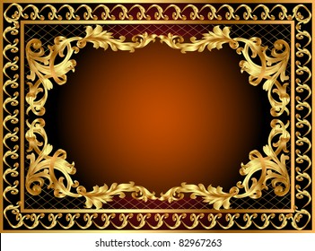 illustration gold frame with pattern and band