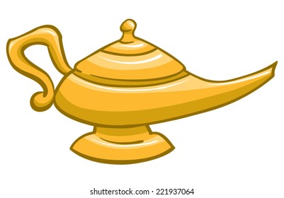 An Illustration of a gold genie lamp
