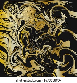 Illustration of gold. Golden background from patterns. Circle abstraction. On white background squares