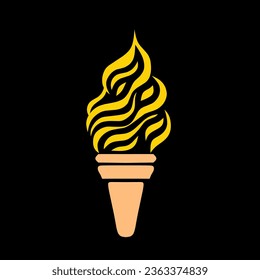 illustration of a gold ice cream icon on a black background